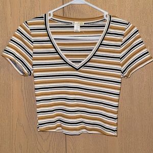 Bozzollo Yellow Striped Crop Top